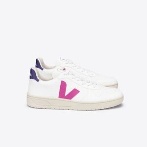 Veja Women's White and Purple V-10 Sneakers